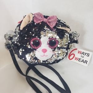 Ty cat sequin cat purse crossbody new